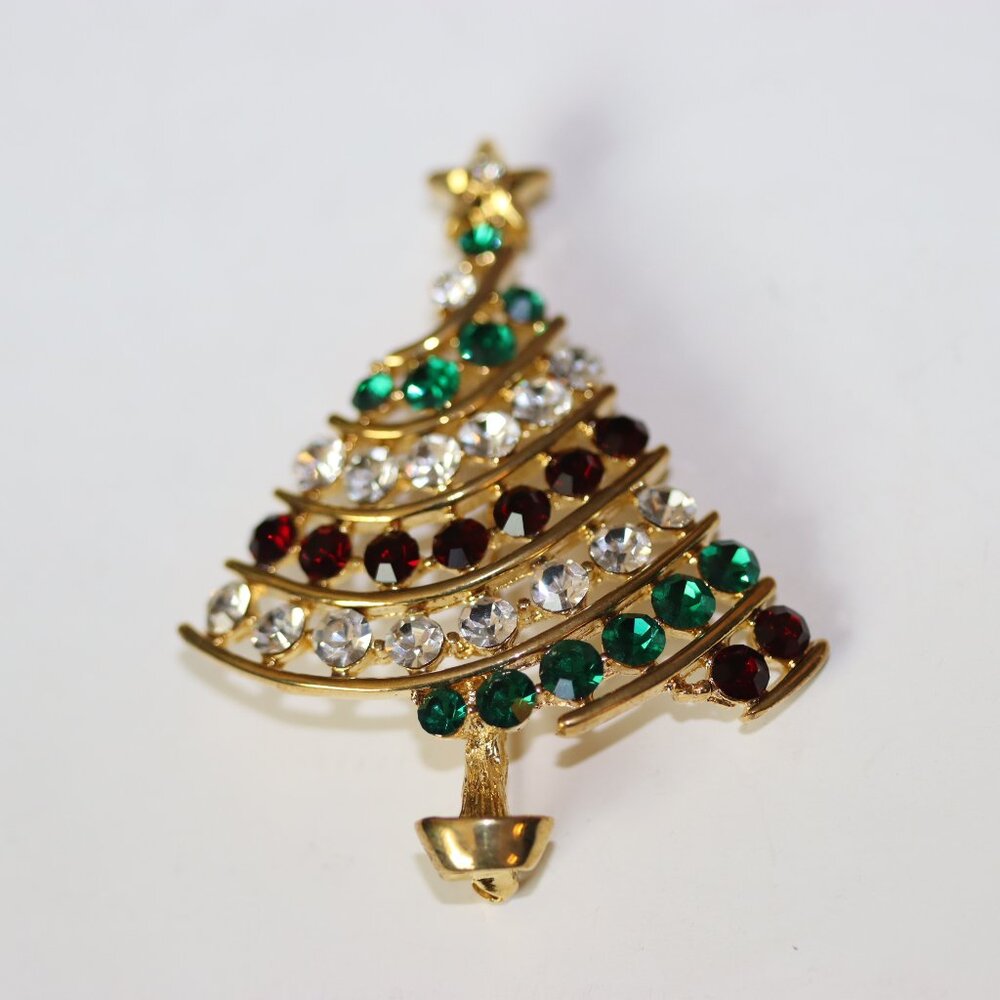 Vintage Modernist Abstract Unsigned Christmas Tree Brooch 2.25" High